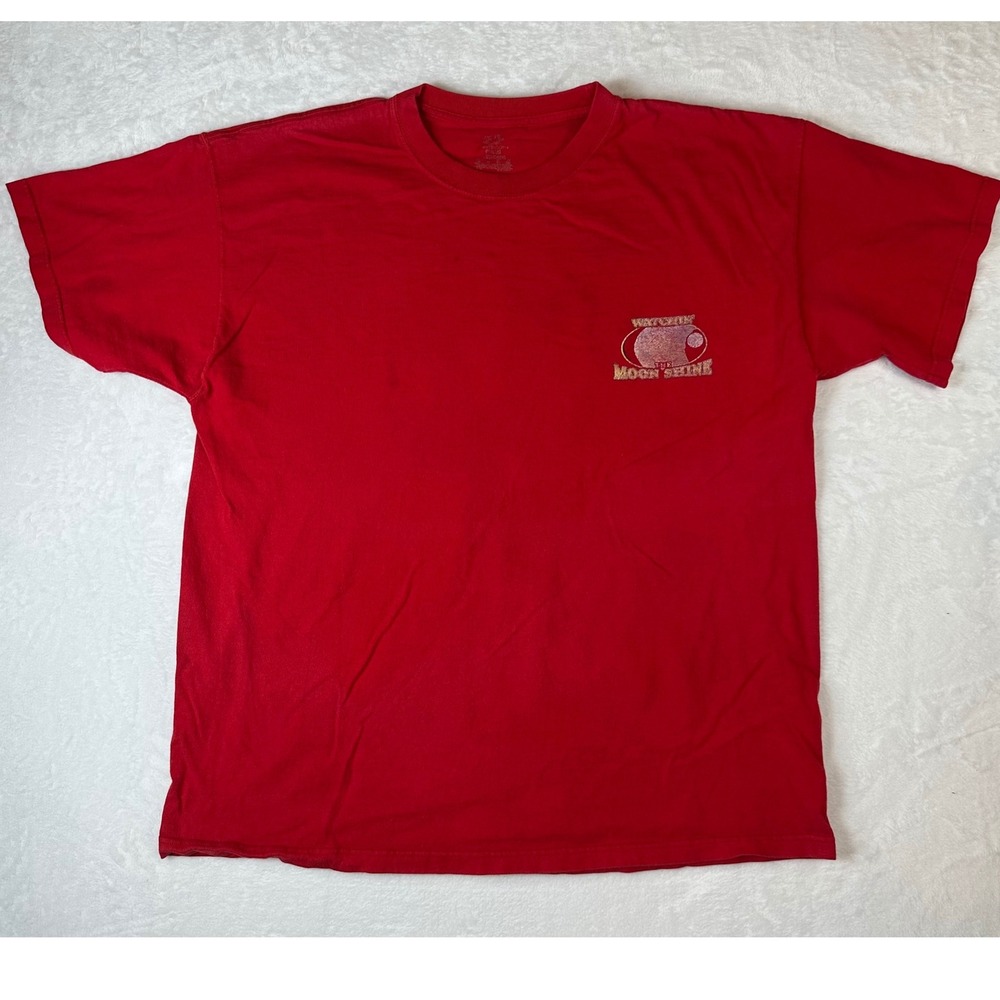 Fruit of the Loom Mens Red Hunt White Tail Moon Shine Graphic T-Shirt XL